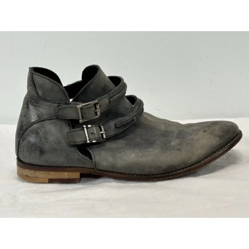 Free People Braeburn Ankle Boots Women's Distressed Grey Leather 39 9 Boho